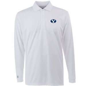  Brigham Young Long Sleeve Polo Shirt (White): Sports 