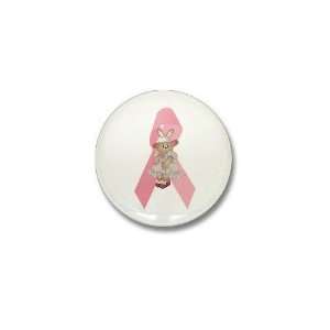  Breast Cancer Ribbon Bunny Sports Mini Button by  