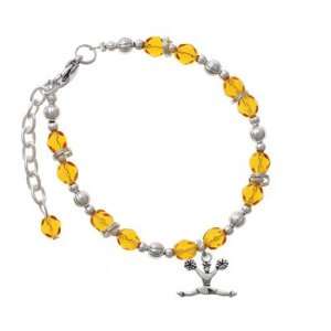 Cheerleader   Splits Yellow Czech Glass Beaded Charm Bracelet [Jewelry 