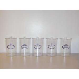  Sundry Jars  Plastic Labeled Set/5 with Clear Lids: Beauty