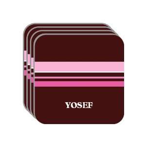 Personal Name Gift   YOSEF Set of 4 Mini Mousepad Coasters (pink 