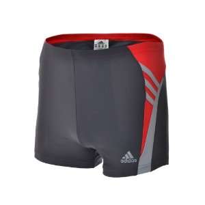  Adidas Mens Swimming Boxer Trunks   Charcoal/Red   O05832 