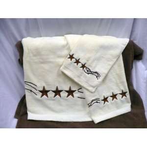 Western Decor Embroidered Star Bath Towel Set 3pc: Home 