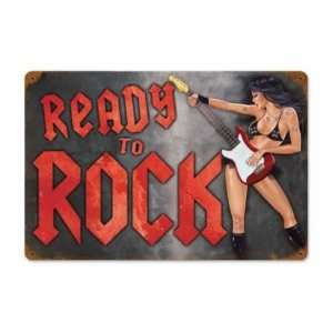  Ready to Rock Vintage Metal Sign Pin Up Guitar: Home 