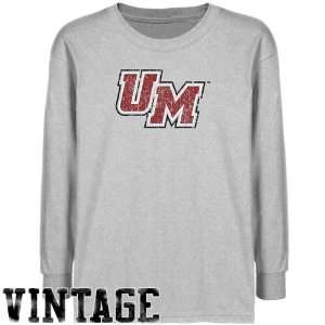 NCAA UMass Minutemen Youth Ash Distressed Logo Vintage T 