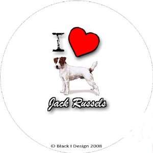  I Love Jack Russels 2.25 inch Large Round Badge Style 