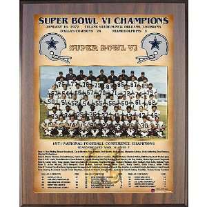   Cowboys Super Bowl Vi Champions 11X13 Team Picture Plaque  Brown 11X13