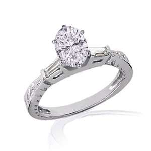 1.15 Ct Oval Shaped Diamond 3 Stone Engagement Ring SI3 