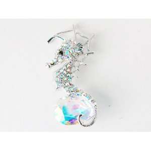   Crystal Rhinestone Sea Creature Costume Seahorse Pin Brooch: Jewelry