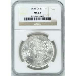  1882 CC MS62 Morgan Silver Dollar Graded by NGC 