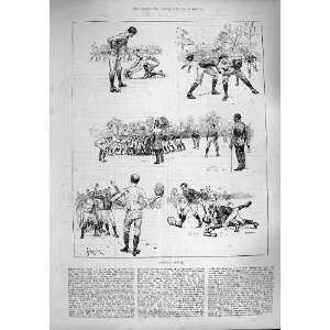  1887 RUGBY FOOTBALL SKETCHES SPORT MEN OLD PRINT: Home 