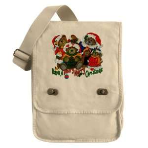  Messenger Field Bag Khaki Have A Beary Merry Christmas 