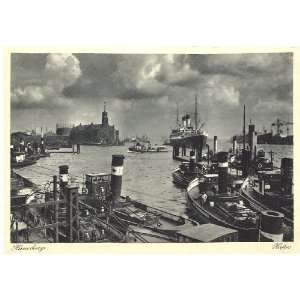  1930s Vintage Postcard View of the Port   Hamburg Germany 