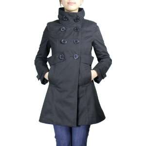  High Collar Military Style Cotton Trench Coat Jacket L 