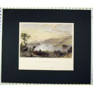  Hand Coloured 1834 View St Peters Island Lake Bienne
