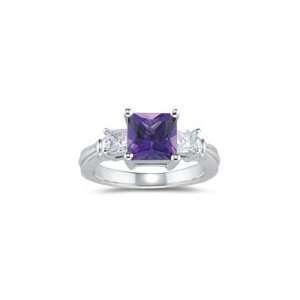  0.56 Cts Diamond & 1.41 Cts Amethyst Ring in 14K White 