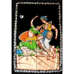 Indian Traditional Rajasthani Village Dancing Man & Woman Scene Sequin 