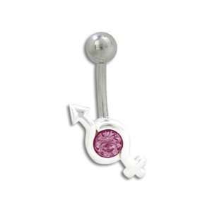  Female & Male Symbol Belly Ring with Purple Jewel: Jewelry