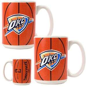 Oklahoma City Thunder 2pc Ceramic Gameball Mug Set: Sports 