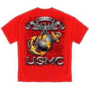  USMC Marines Semper Fidelis   Military T Shirt: Sports 