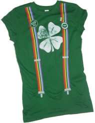 Shamrock & Suspenders    St. Patricks Day Distressed Print Crop Sleeve 