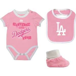Los Angeles Dodgers Infant Pink Triple Play Bib, Bootie, and Creeper 