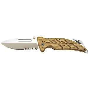 Ontario XR1 (Tan) Xtreme Rescue Tool 3.375 Combo Edge, Glass Breaker 