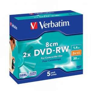 Verbatim DVD RW, 1.4Gb, 8cm, 30min, Pack 5, No 43514, camcorder mini 