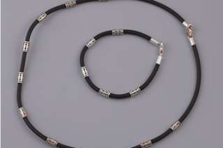 925 Silver & Silicone Unisex Necklace & Bracelet Set  