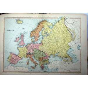    c1910 MAP EUROPE BRITISH ISLES FRANCE SPAIN ITALY: Home & Kitchen