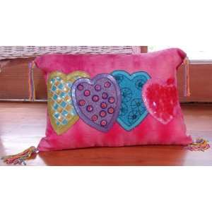   DH Throw Pillows, Hearts on Hot Pink Tie Dye , 12X18: Home & Kitchen