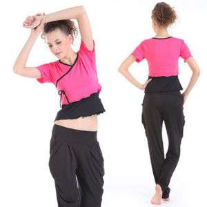   Rope Short sleeve Yoga T Shirt+Harlan Korean Lantern Yoga Pants  