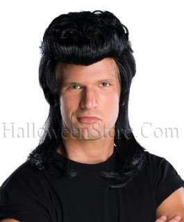 Pompadour Wig  Shoulder length black mullet style Wig with Pompadour 