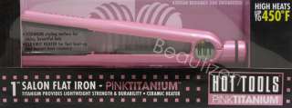 NIB HOT TOOLS Pink Titanium 1 Salon Flat Iron ~450°F  