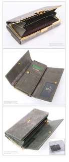 Dirk Republic] New Genuine Leather Long Wallet for Women Silver 