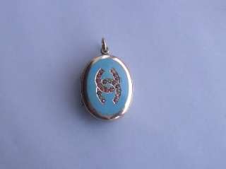 Old Enamel Coral Seed Pearl Victorian Photo Locket Pendant Gold Plated 