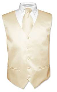 Mens Suit Tuxedo Dress Vest & Necktie TAN LIGHT BROWN M  