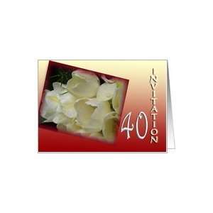  40th Wedding Anniversary Invitation   White Tulips Card 