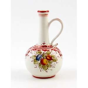  Hand Painted Italian Ceramic 8 inch Round Oil Bottle with 