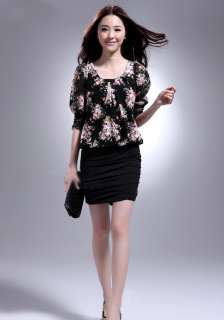 Sexy Women Romantic Rose Chiffon Party Mini Dress 0630  