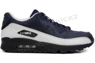 Nike Air Max 90 Leather Navy White 302519 441 New Mens Running Shoes 