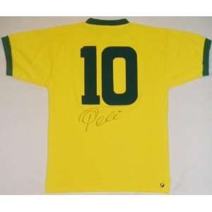  Pele Autographed Brazil Yellow Jersey