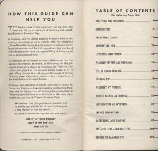 1950 Transite Pipe Guide Manual Asbestos Johns Manville  