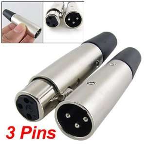   2Pcs XLR 3 Pin Male Female Connector Microphone Adapter: Electronics