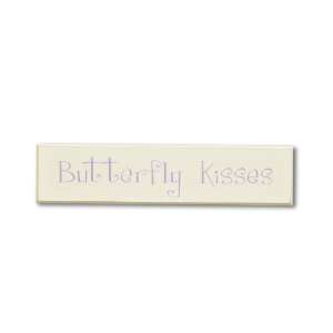  Homeworks Etc Butterfly Kisses Wood Sign, Ivory/Lavender 