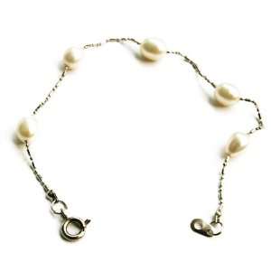  White Pearl Tube Link Bracelet Jewelry