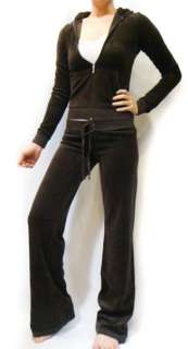 NWT Juicy Couture J Chestnut Brown Soft Velour Matching Hoodie Pants 