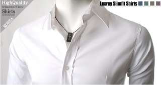 Mens Leisure Long sleeve Solid Shirt Casual Slim Fit Dress Shirts 
