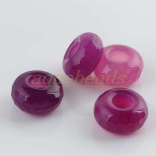 Gs126 Purple Faceted Agate Big Hole Bead Gemstone 20Pcs  