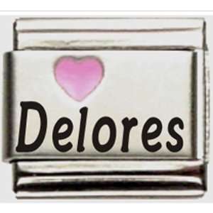  Delores Pink Heart Laser Name Italian Charm Link: Jewelry